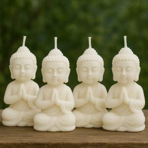 Pack 4 Velas Buda Blancas de Cera de Soja | Jessimistica
