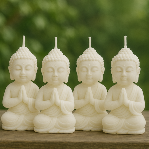 Pack 4 Velas Buda Blancas de Cera de Soja | Jessimistica
