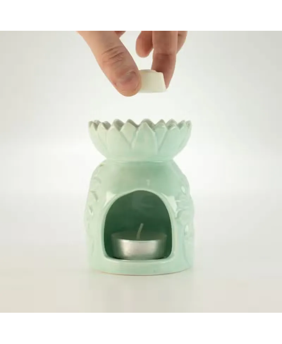 Quemador cerámico floral para aceites y ceras
