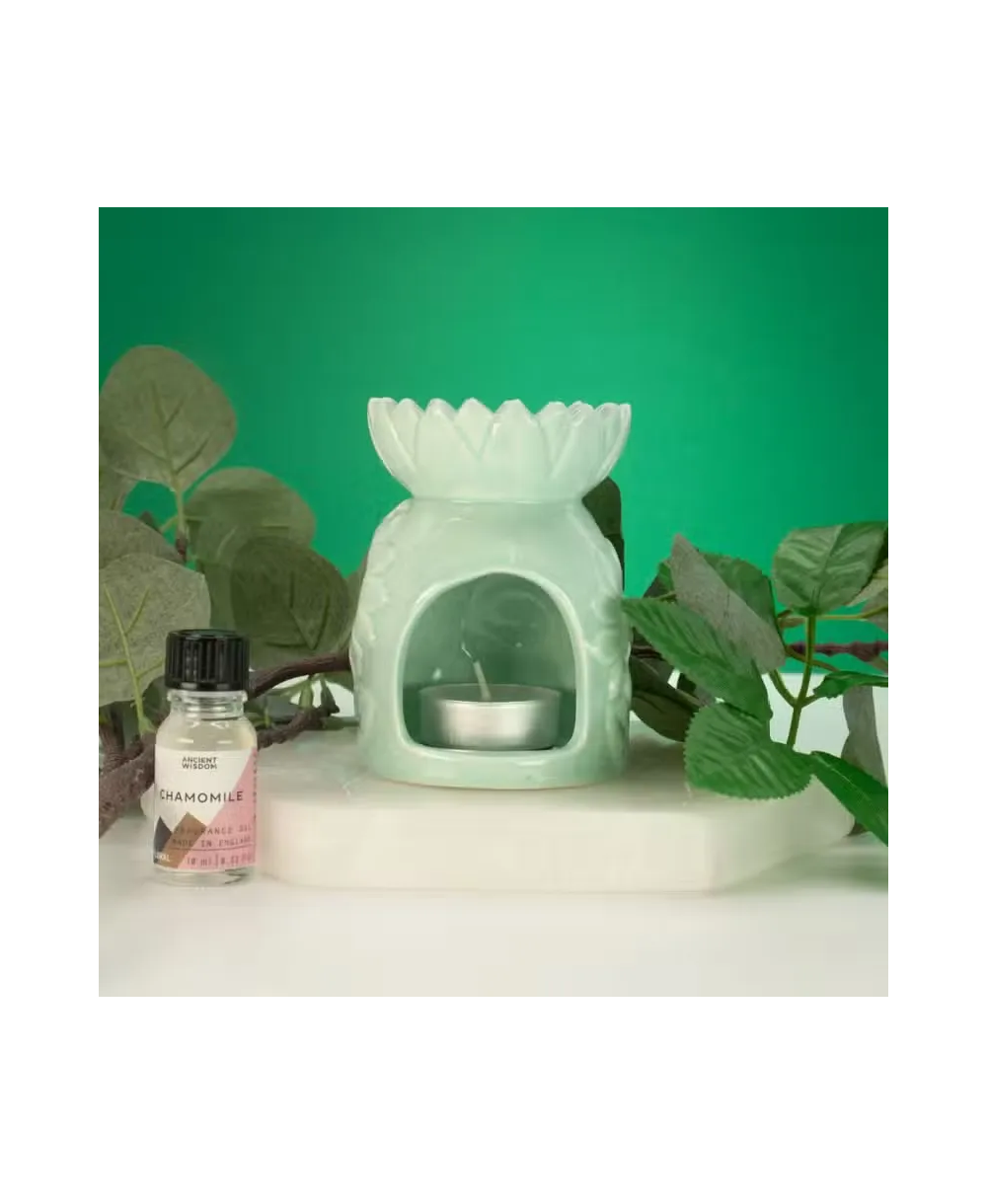 Quemador cerámico floral para aceites y ceras