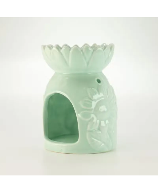 Quemador cerámico floral para aceites y ceras