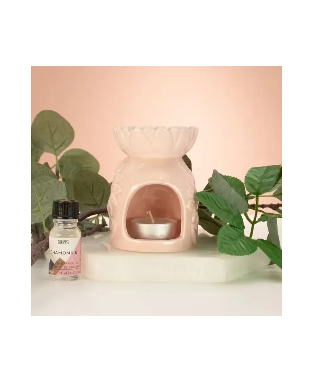 Quemador cerámico floral para aceites y ceras