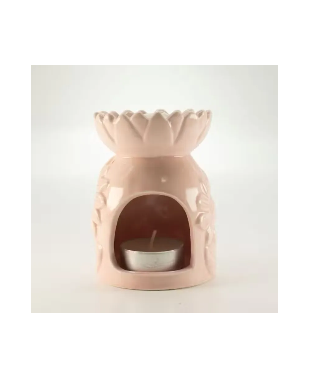 Quemador cerámico floral para aceites y ceras