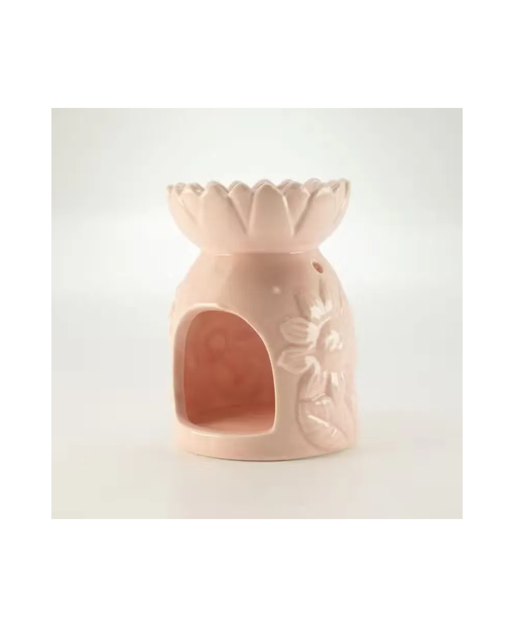 Quemador cerámico floral para aceites y ceras