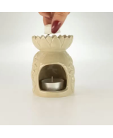 Quemador cerámico floral para aceites y ceras