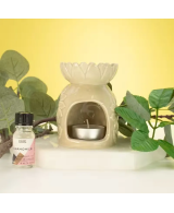 Quemador cerámico floral para aceites y ceras
