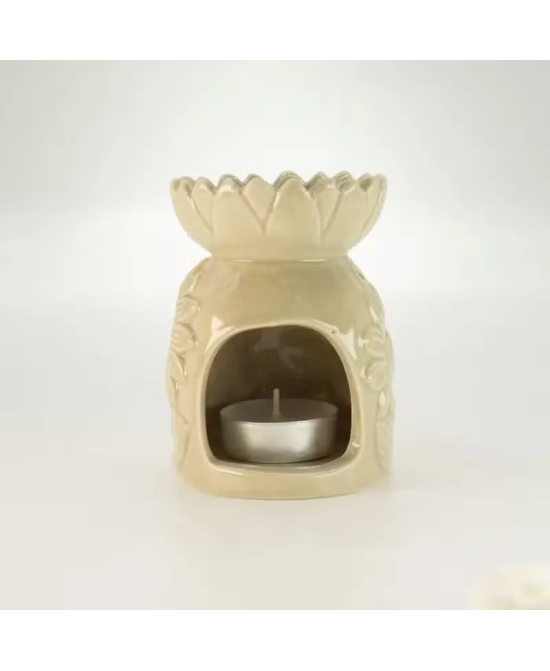 Quemador cerámico floral para aceites y ceras