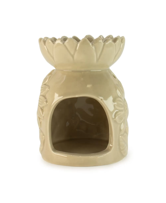 Quemador cerámico floral para aceites y ceras