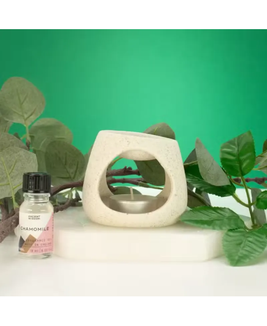 Quemador de Aceite Cerámico Zen Blanco Moteado | 3 Diseños