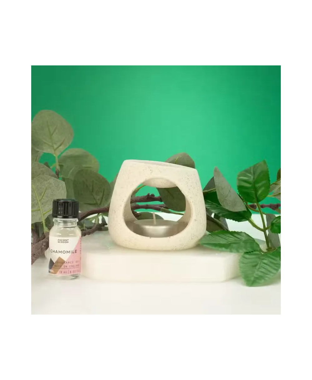 Quemador de Aceite Cerámico Zen Blanco Moteado | 3 Diseños