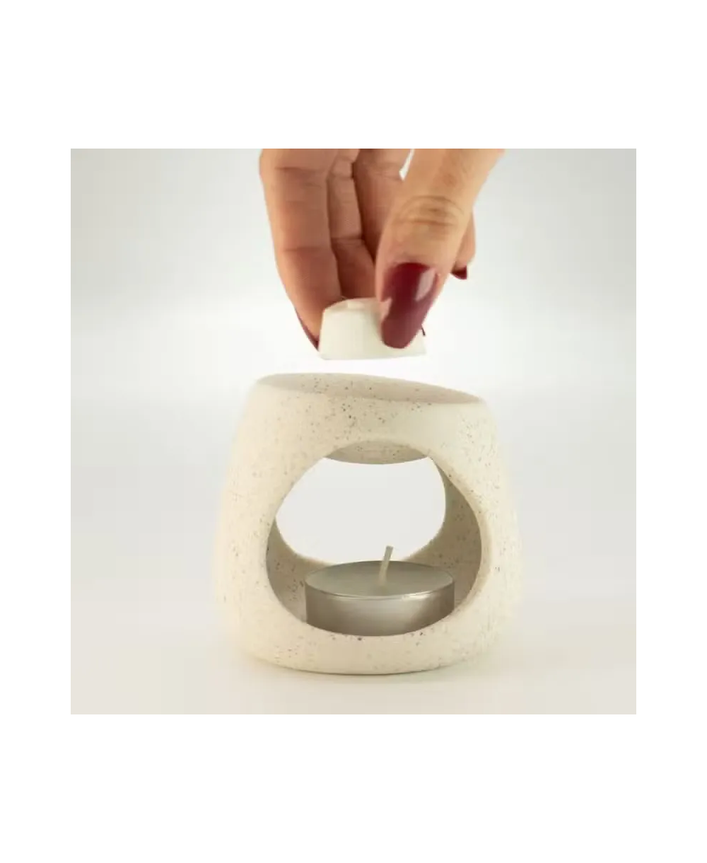 Quemador de Aceite Cerámico Zen Blanco Moteado | 3 Diseños