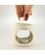 Quemador de Aceite Cerámico Zen Blanco Moteado | 3 Diseños