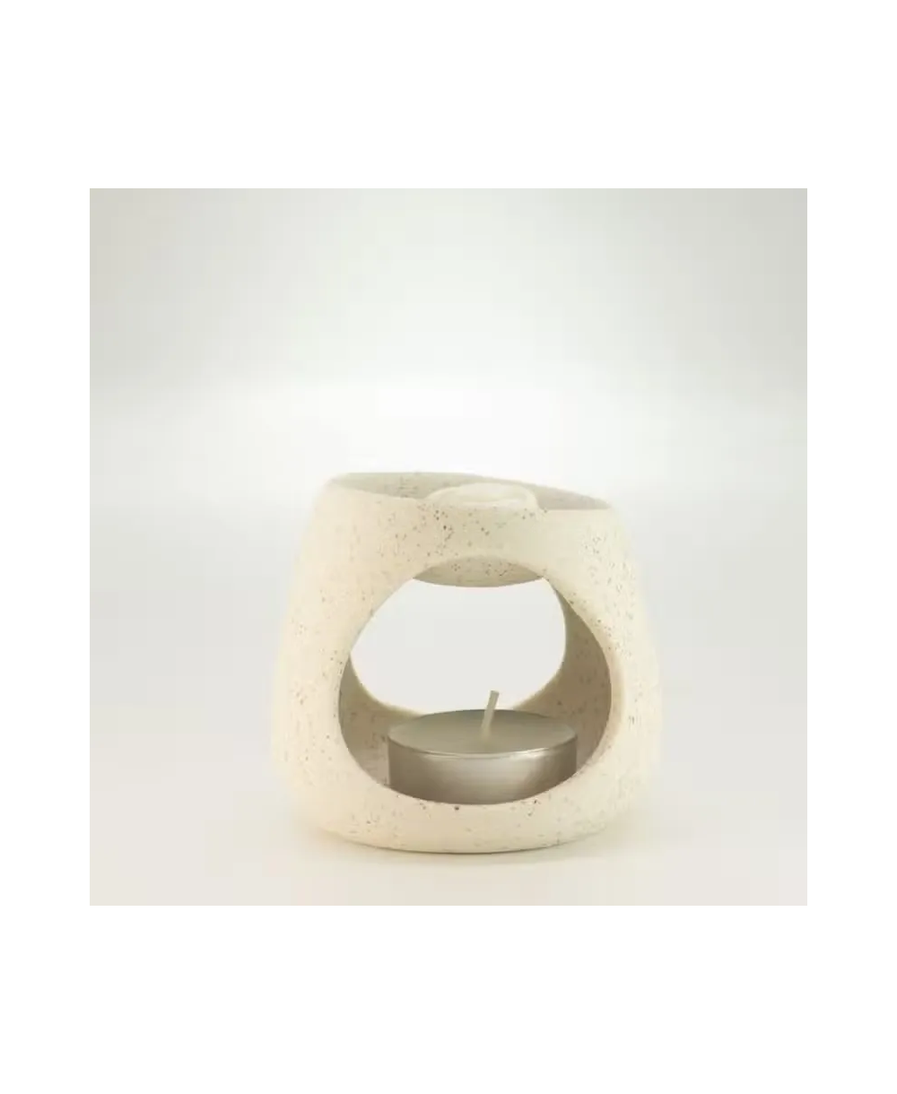 Quemador de Aceite Cerámico Zen Blanco Moteado | 3 Diseños