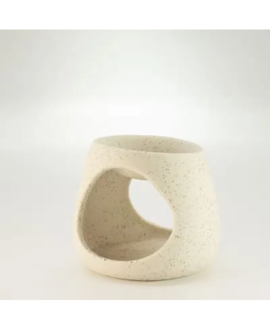 Quemador de Aceite Cerámico Zen Blanco Moteado | 3 Diseños