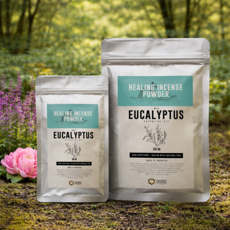 Polvo de Incienso de Eucalipto disponible en dos tamaños a elegir.