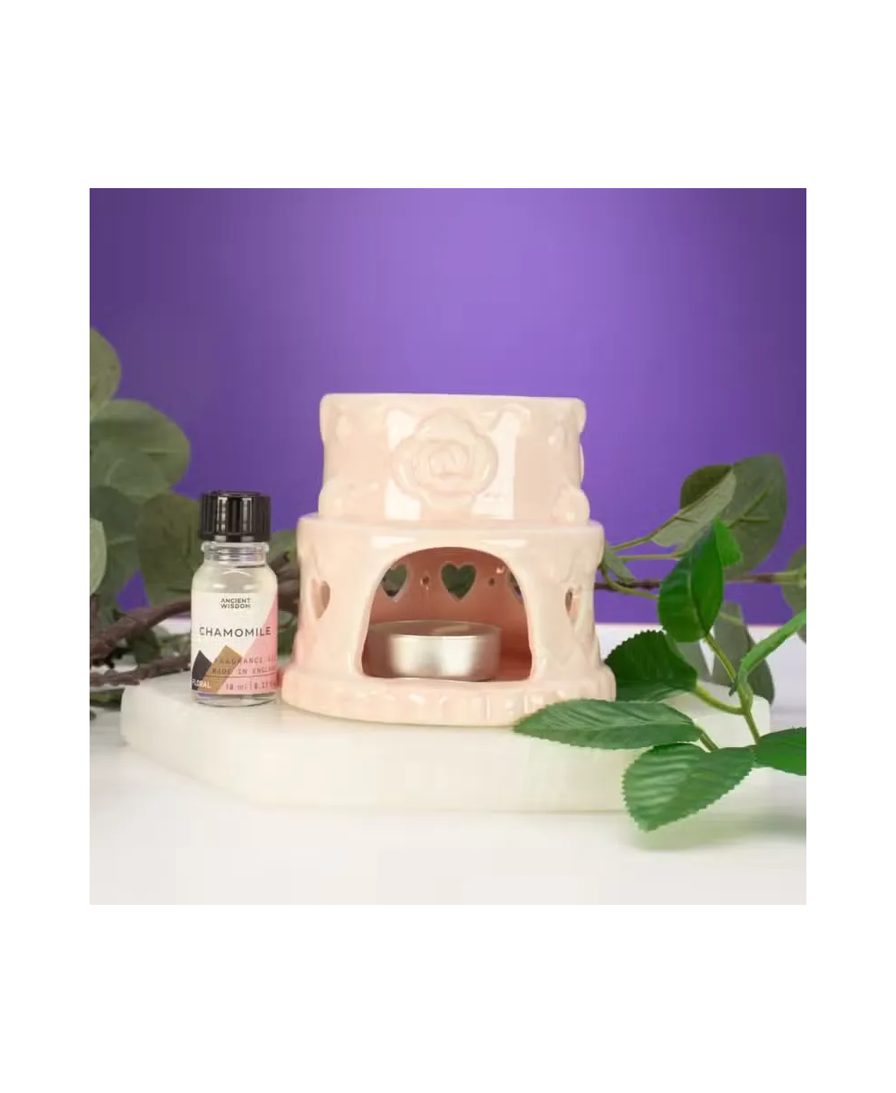 Quemador cerámico floral para aceites y ceras