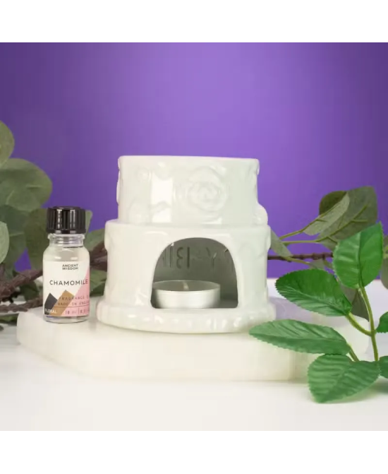 Quemador cerámico floral para aceites y ceras