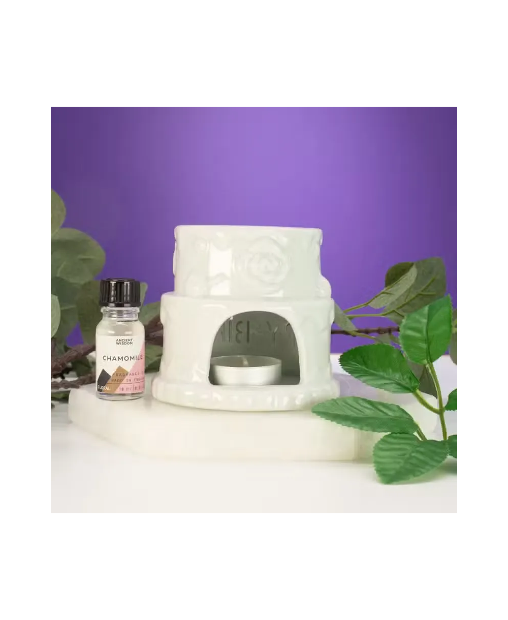 Quemador cerámico floral para aceites y ceras