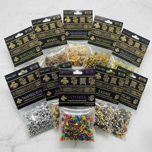 Inciensos Naturales en Grano para Quemar, disponibles en varios aromas.