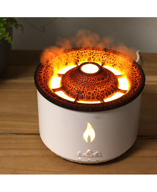 Difusor de aromas con efecto volcán 3D y luz LED.