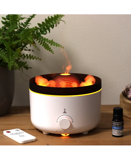 Difusor ultrasónico con espectacular efecto volcán y bruma aromática.