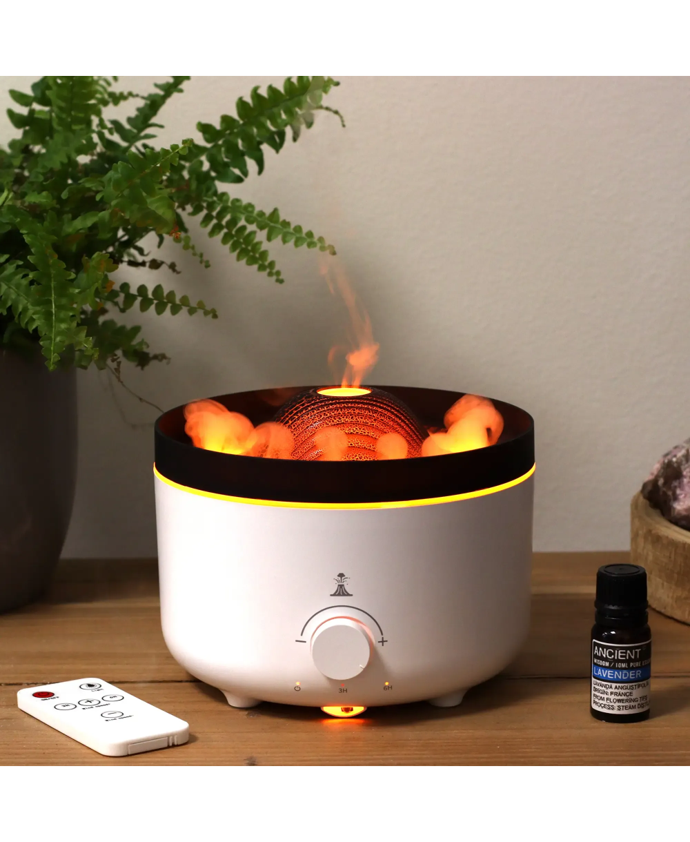 Difusor ultrasónico con espectacular efecto volcán y bruma aromática.