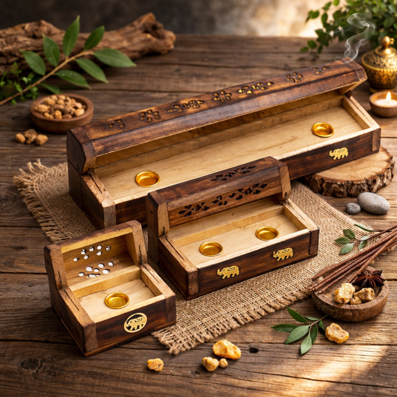 Cajas de madera para conos de incienso en 3 tamaños a elegir.