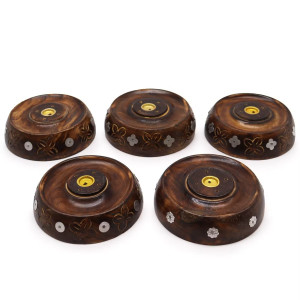 Soporte para incienso y conos de madera decorativo