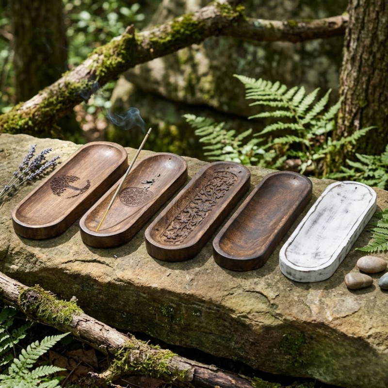 Bandeja Portainciensos de madera con varios diseños a elegir.