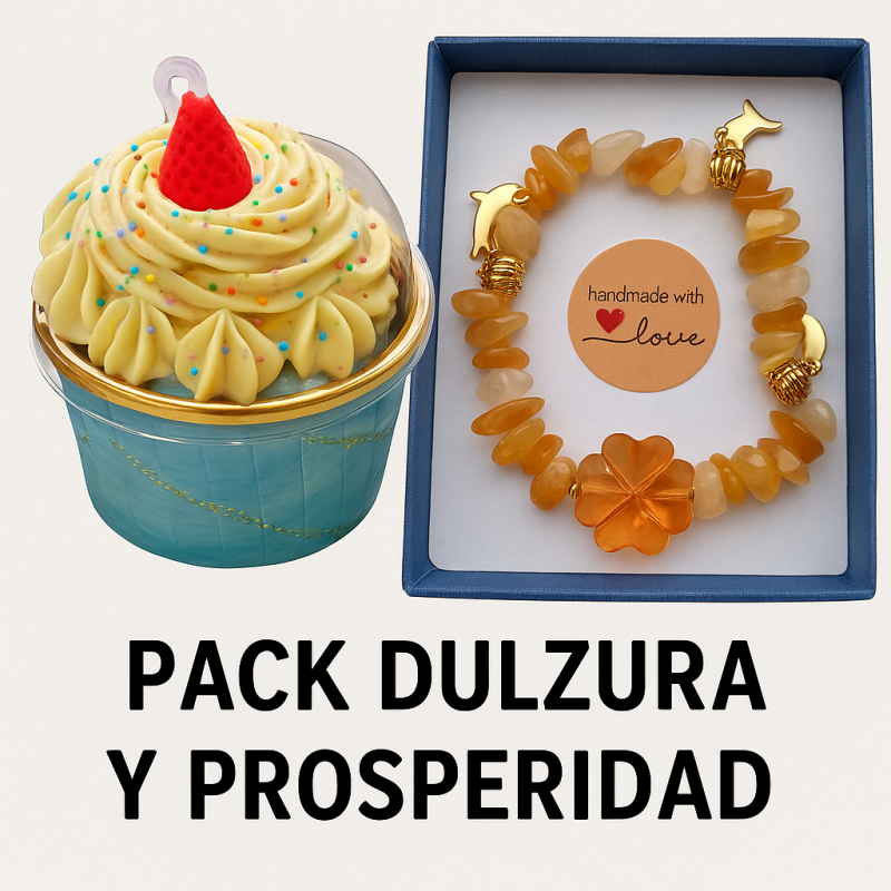 Pack Dulzura & Prosperidad | Vela Cupcake + Pulsera – Jessimistica