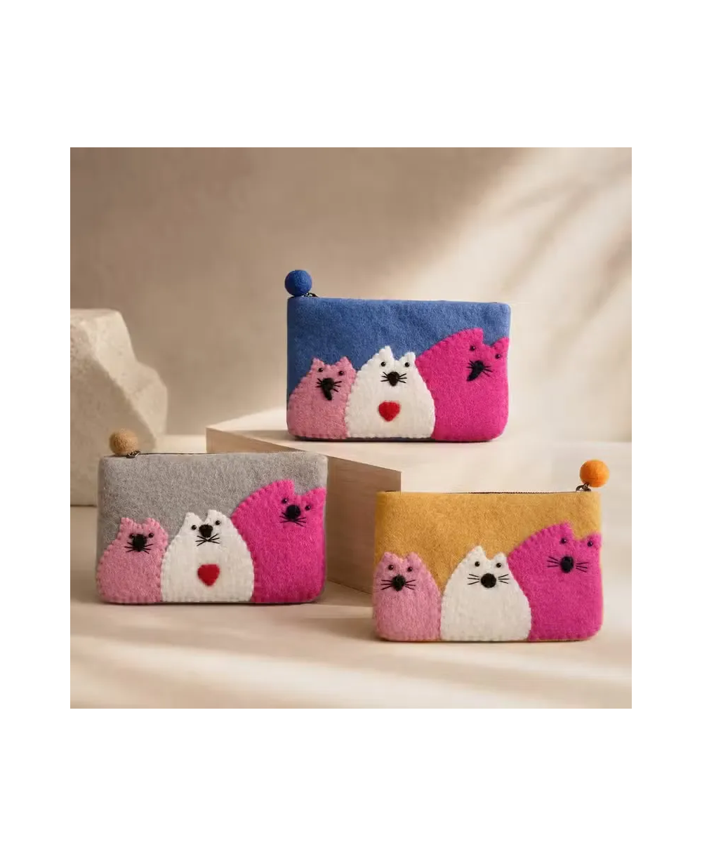 Monederos de Fieltro Tres Gatos – Pack de 3
