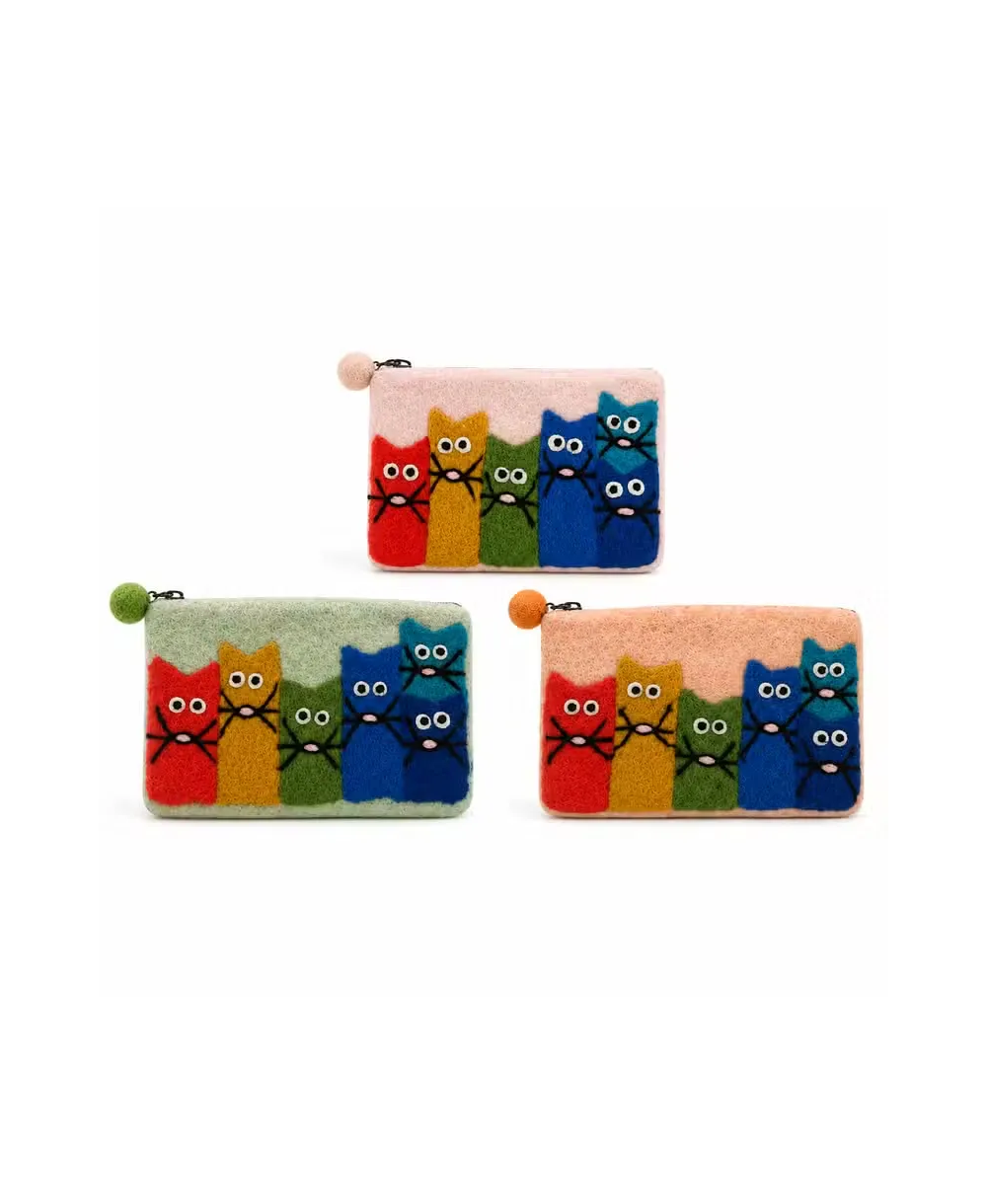 Monederos de Fieltro Gatos Curiosos – Pack de 3