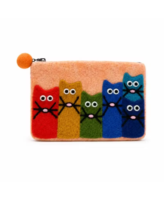 Monederos de Fieltro Gatos Curiosos – Pack de 3