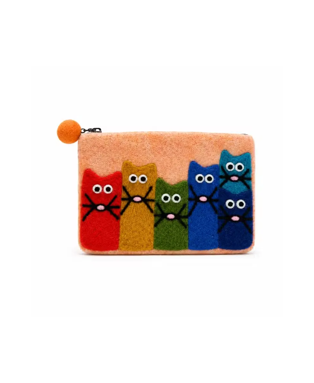 Monederos de Fieltro Gatos Curiosos – Pack de 3
