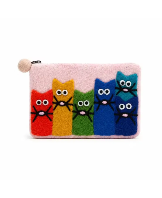 Monederos de Fieltro Gatos Curiosos – Pack de 3