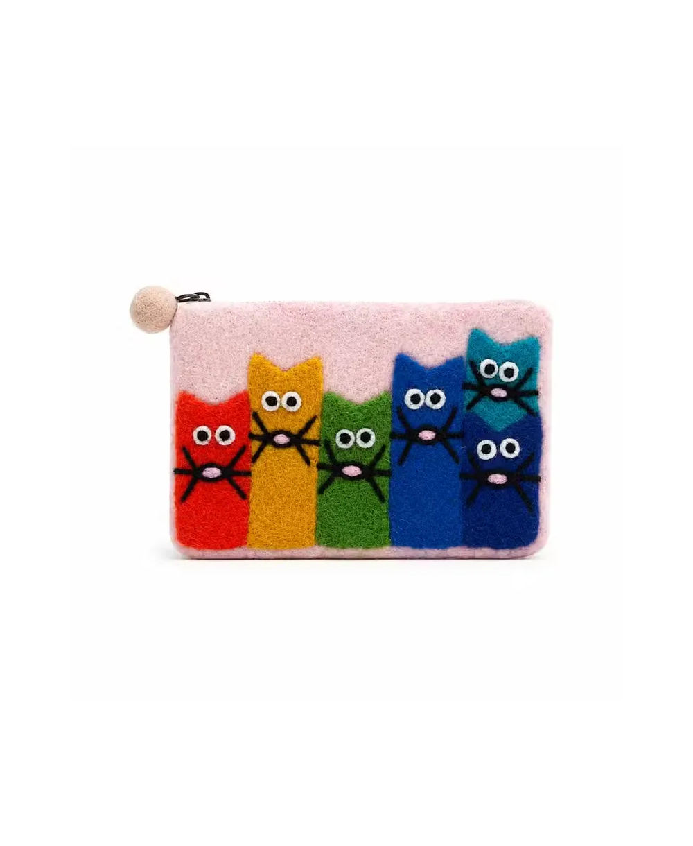 Monederos de Fieltro Gatos Curiosos – Pack de 3