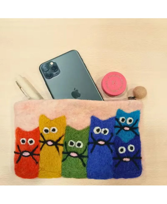Monederos de Fieltro Gatos Curiosos – Pack de 3