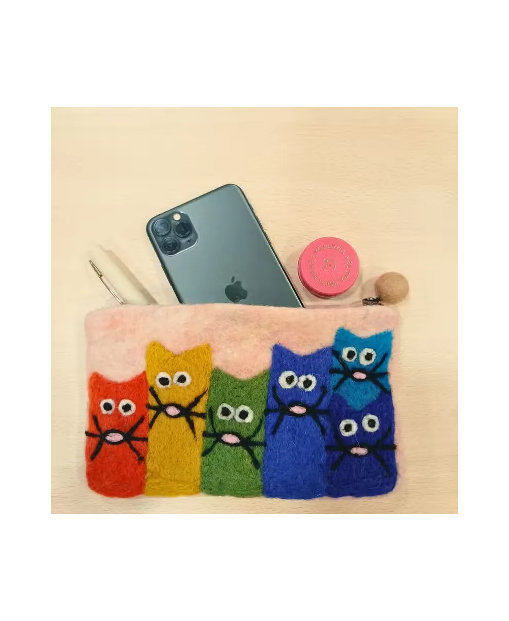 Monederos de Fieltro Gatos Curiosos – Pack de 3