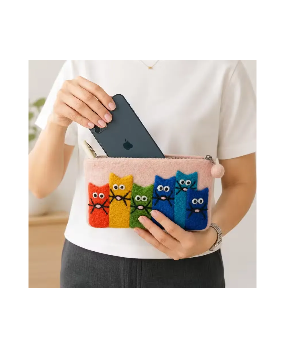 Monederos de Fieltro Gatos Curiosos – Pack de 3