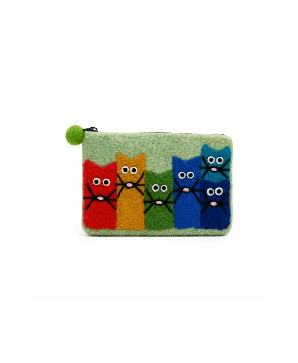 Monederos de Fieltro Gatos Curiosos – Pack de 3