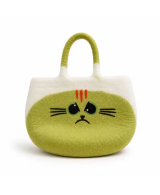 Bolso de Fieltro Gato Gruñón Verde Lima | Jessimística