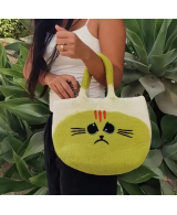 Bolso de Fieltro Gato Gruñón Verde Lima | Jessimística