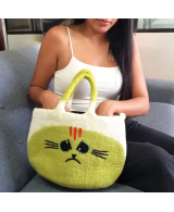 Bolso de Fieltro Gato Gruñón Verde Lima | Jessimística