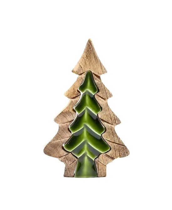 Cópia de Cuenco de Madera Hoja del Bosque - Esmalte Verde