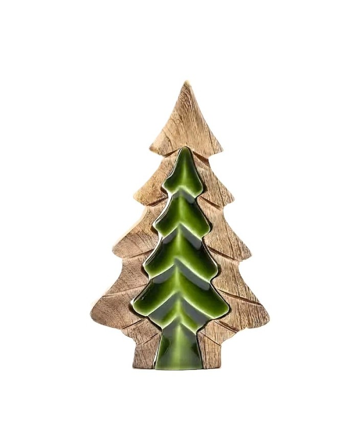 Cópia de Cuenco de Madera Hoja del Bosque - Esmalte Verde