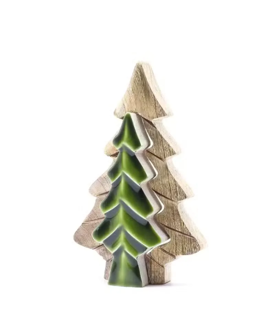 copie de Cuenco de Madera Hoja del Bosque - Esmalte Verde