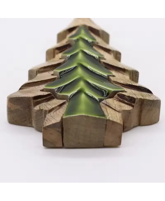 copie de Cuenco de Madera Hoja del Bosque - Esmalte Verde
