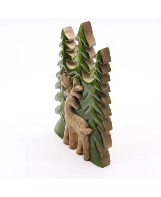 Cópia de Cópia de Cuenco de Madera Hoja del Bosque - Esmalte Verde