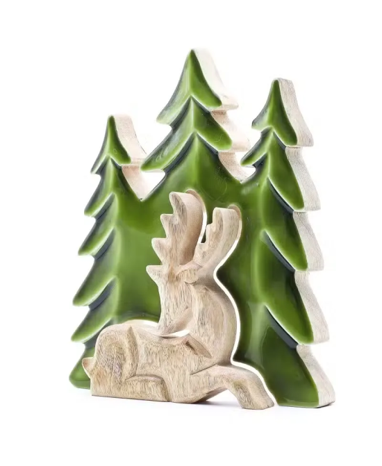 Cópia de Cópia de Cuenco de Madera Hoja del Bosque - Esmalte Verde