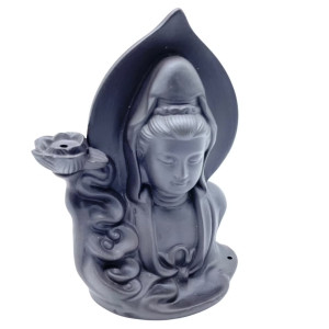 Quemador de incienso de cerámica con figura de buda para conos de flujo inverso.